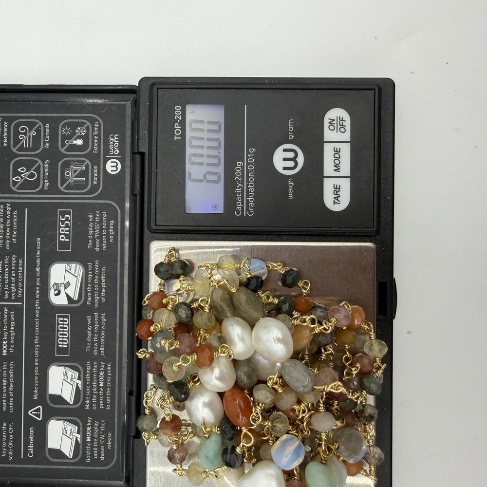 HSN Joya 925 Freshwater Pearl & Gemstone Necklace Flapper 62 Inches Layering‎ - Picture 14 of 15